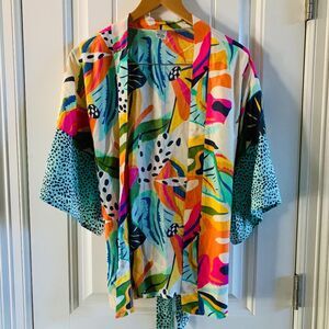 Brooke Webb Anna & Ava Floral Tropical Free Size Wrap Tie Open Kimono | One Size